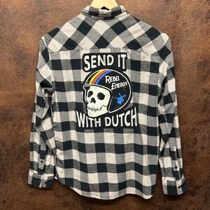 Handmade Upcycled Custom Dutch Bros. Coffee Plaid Button Down Flannel Unisex